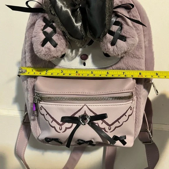 Pink Furry Backpack with Bow Accents - Picture 4 of 4